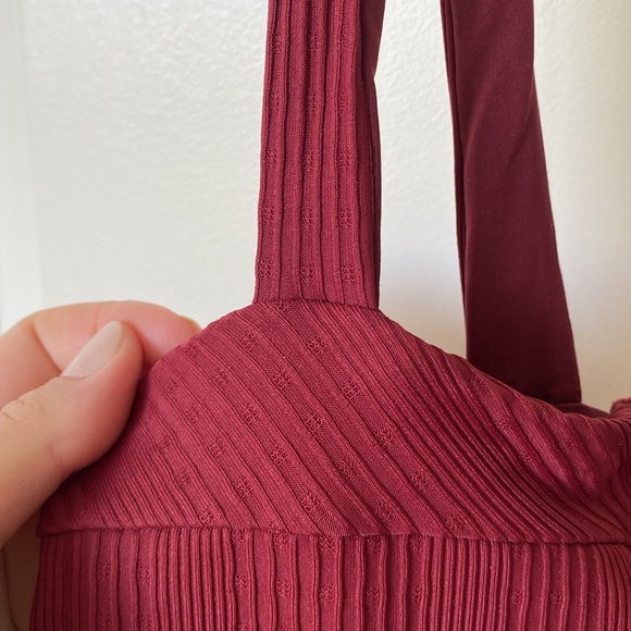 NWT L*SPACE Pointelle Rib Cha Cha One Piece Swimsuit Size 8 Burgundy - Picture 9 of 12